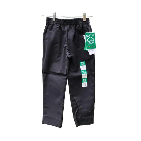 UNISEX Full Elastic Waist Pants with double knee - Black