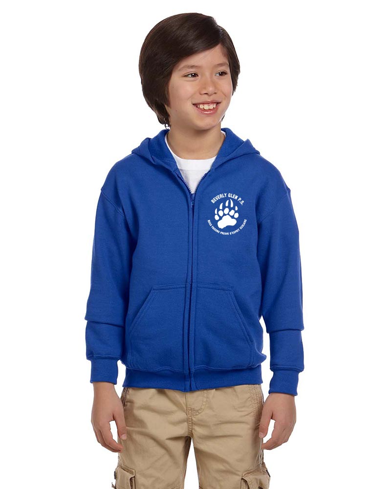 Beverly Glen Paw Print Youth Zip Hoodie